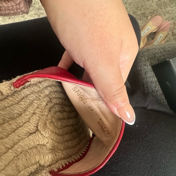 Gucci Red Leather Espadrille Slides - Picture 5 of 6